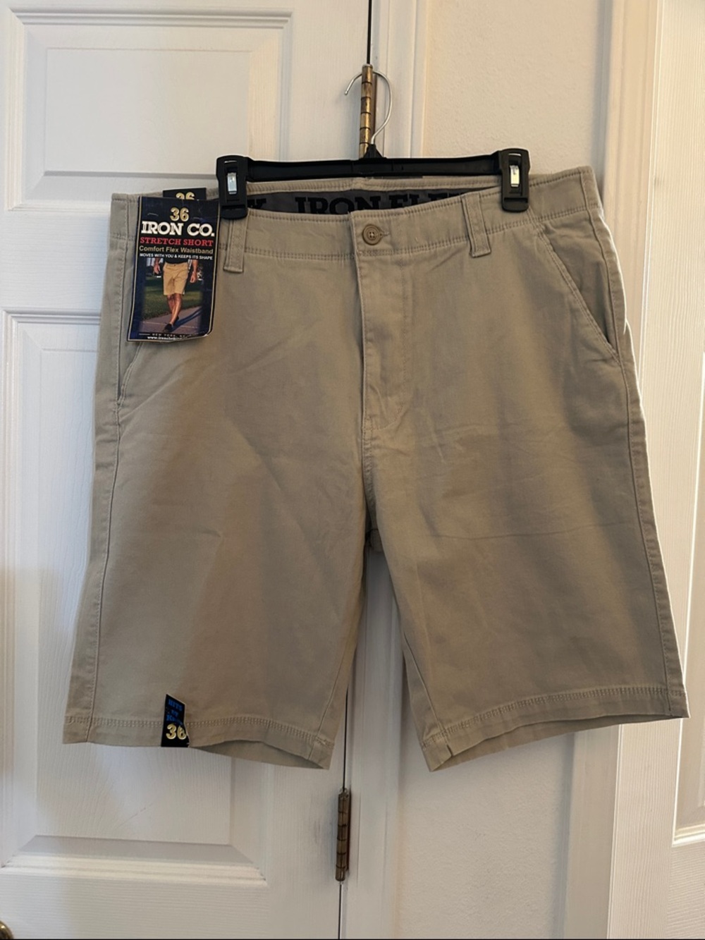 Iron Co. Men's Stretch Chino Shorts - Khaki Size 36 NWT